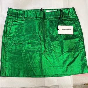 NWT Mauro Grifoni Metallic Green Mini Skirt